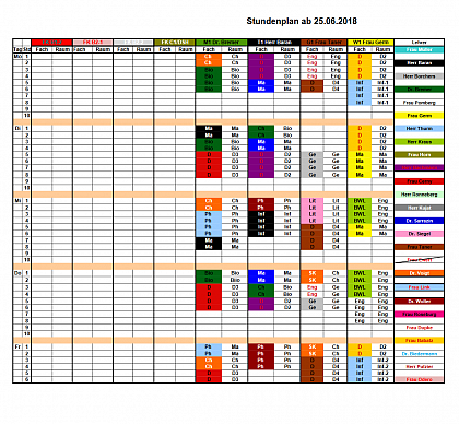 Stundenplan ab 25.6.18