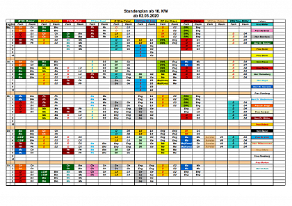 Stundenplan ab 10. KW SS 2020