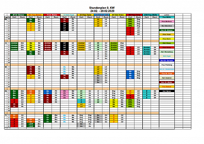 Stundenplan 9. KW SS 20